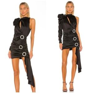 New! For Love and Lemons Lucie Elegant Black One-Shoulder High Low Dress 🖤 S NWT